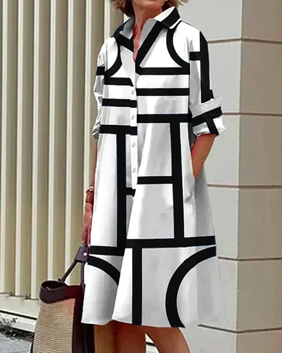 Jurk met zakken en geometrische print