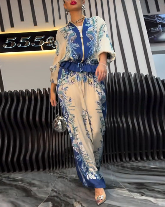 Wijd-Pijpen Pak Temperament Staande Kraag Rits