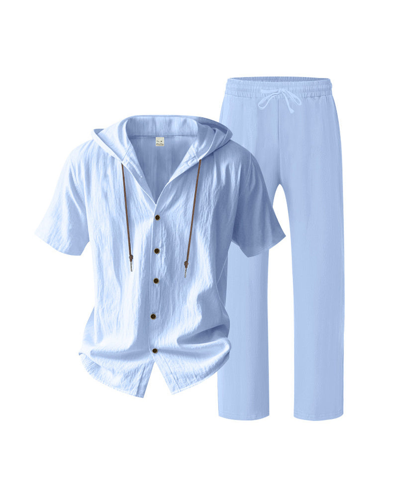 Heren Lichtgewicht Capuchon Tweedelig Set Voor Zomer Casual Wear