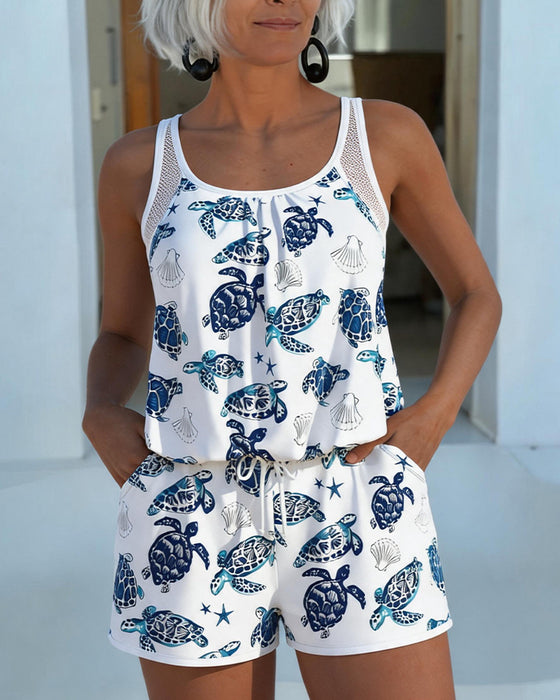 Vakantie Tankini Met Print En Trekkoord
