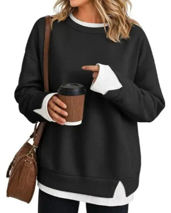 Sweatshirt Nep Gelaagd Los Lange Mouw