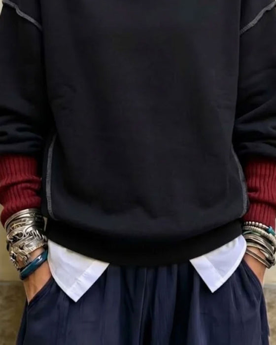 Hoodie Kleurblok Hoge Nek