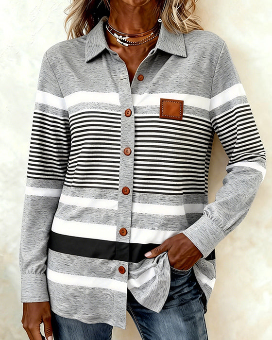 Bloes Kraag Contrast Casual Gestreept