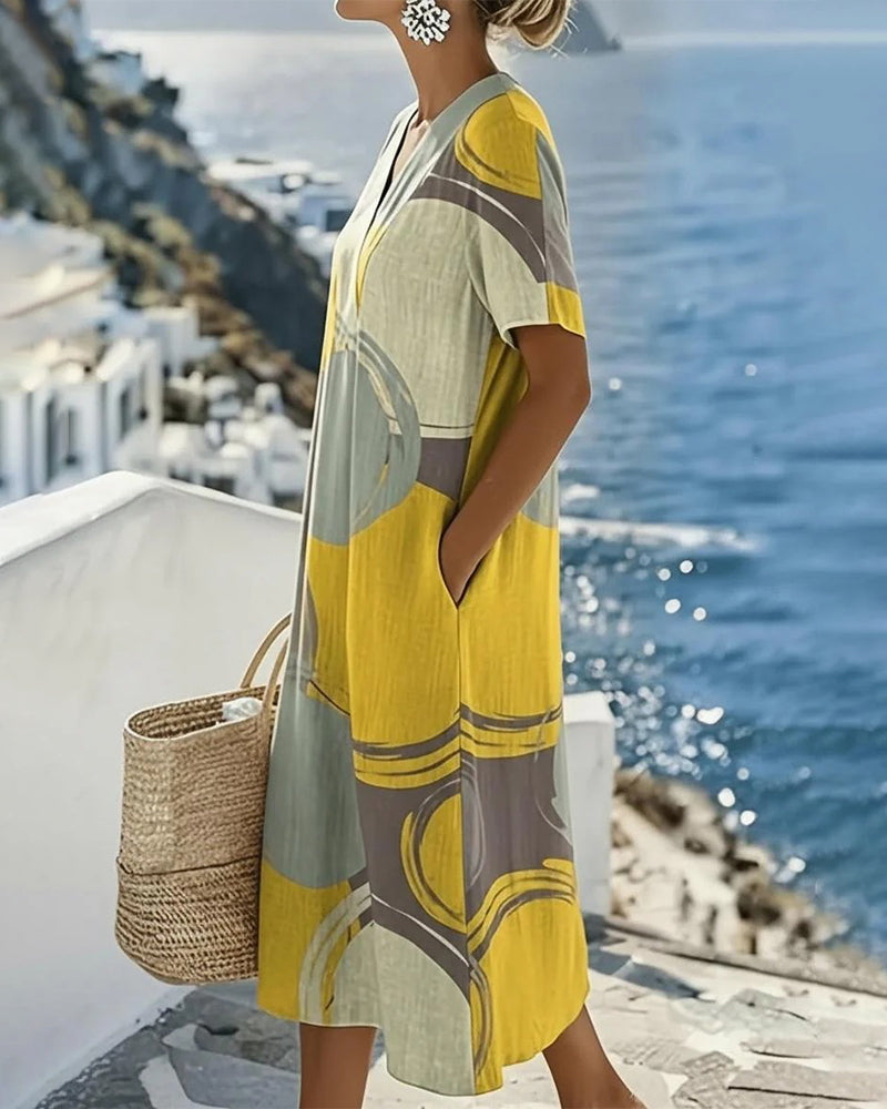 Jurk Color-Block Geometrische Print