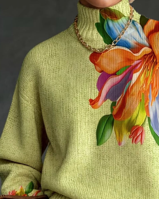 Trui Coltrui Bloemen Contrast Langmouw