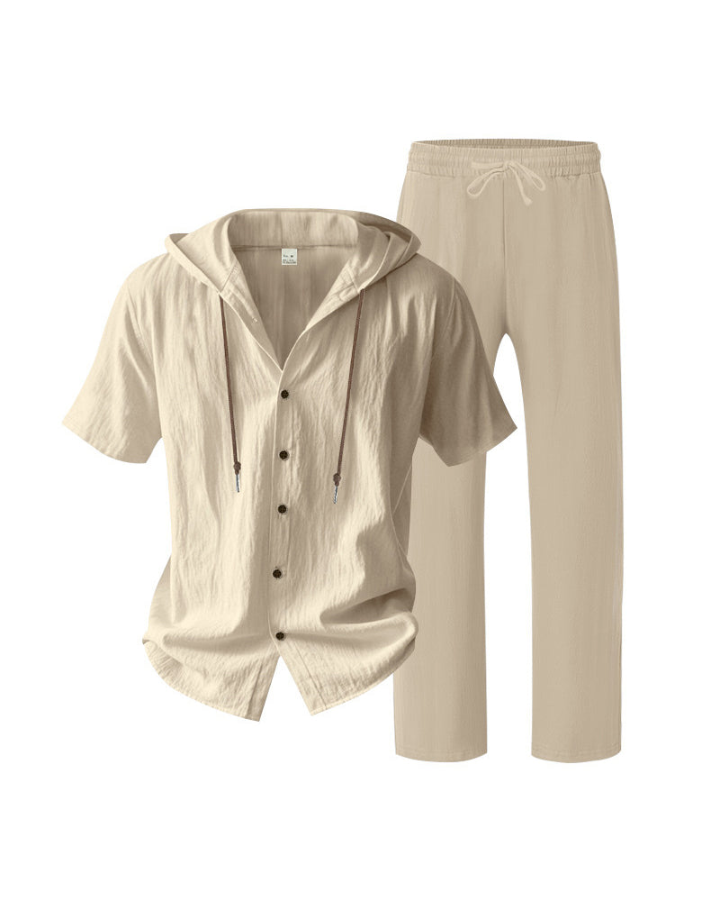 Heren Lichtgewicht Capuchon Tweedelig Set Voor Zomer Casual Wear