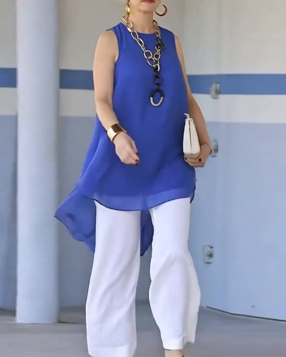 Tanktop A Mouwloos Asymmetrisch Vloeiend