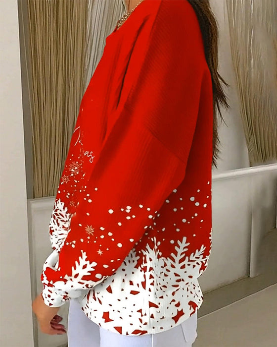 Swearshirt Met Kerstboomprint En Ronde Hals