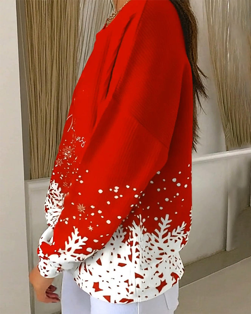 Swearshirt Met Kerstboomprint En Ronde Hals