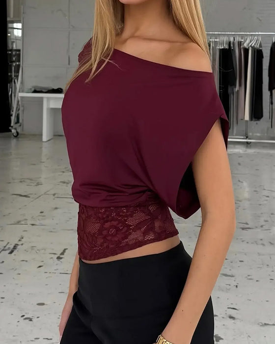 Blouses Off-Shoulder Chic Kant Patchwerk