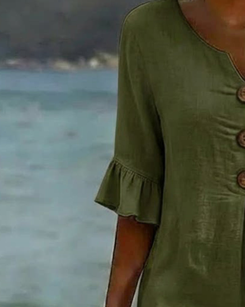 Jurk Knoop Frons Mouw 100% Katoen