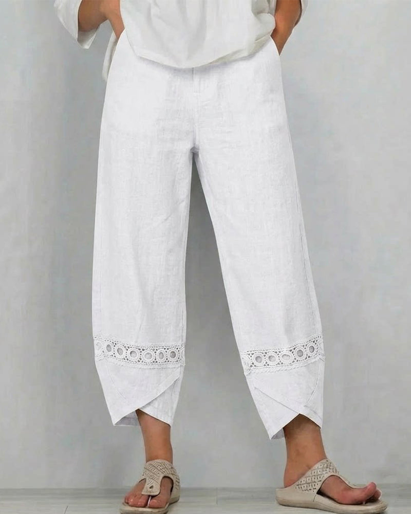 Broek Effen Opengewerkt Casual