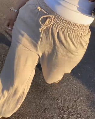 Broek Trekkoord Elastische Taille Casual Lang