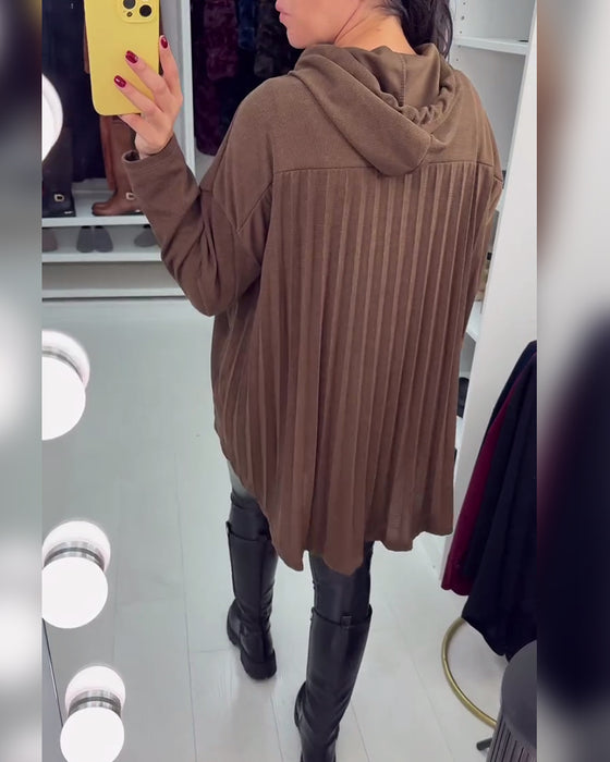 Onregelmatige Wijde Effen Langmouwige Hoodie