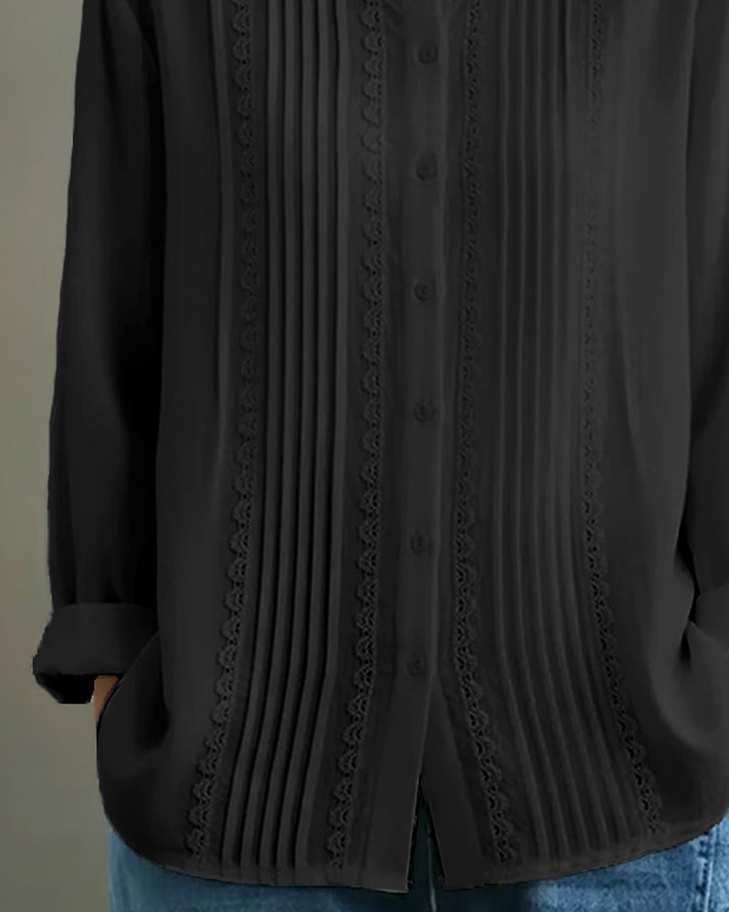 Shirt Poppenkraag Effen Kleur Langmouw