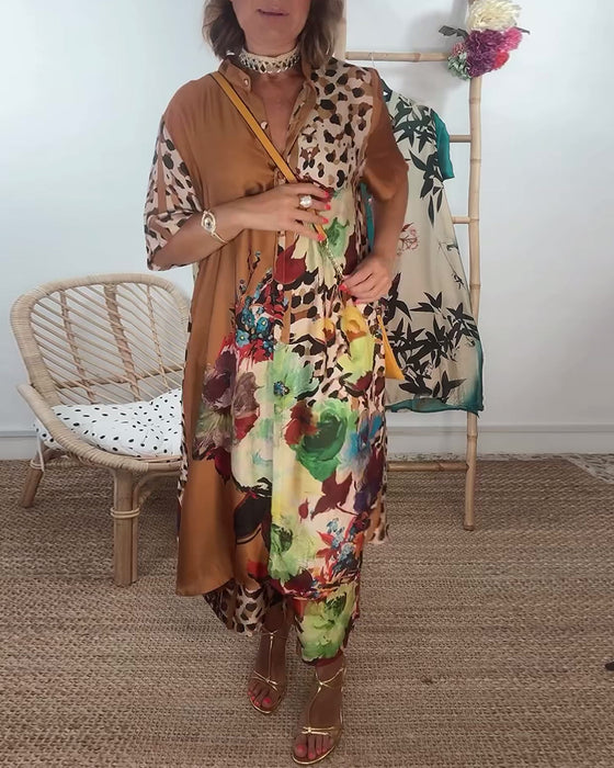 Tweedelige set met retromode en contrasterende print