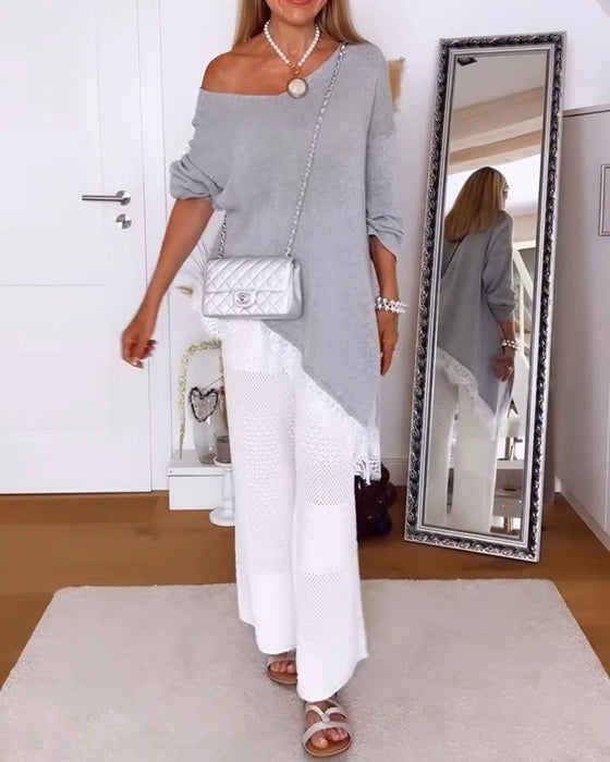 Pullover Off-Shoulder Zoom Onregelmatig