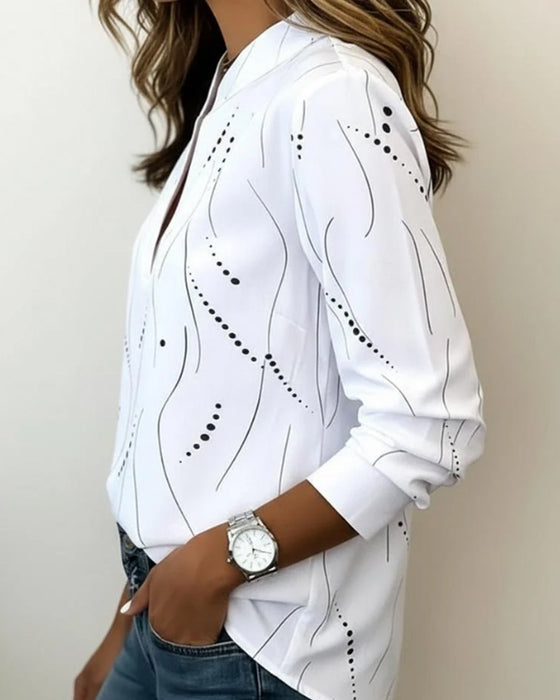 Blouses Lijn Print V-Hals