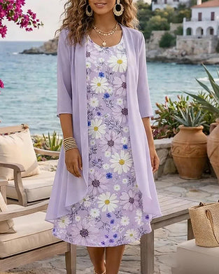 Set Bloemen Mouwloze Jurk Omslagshirt