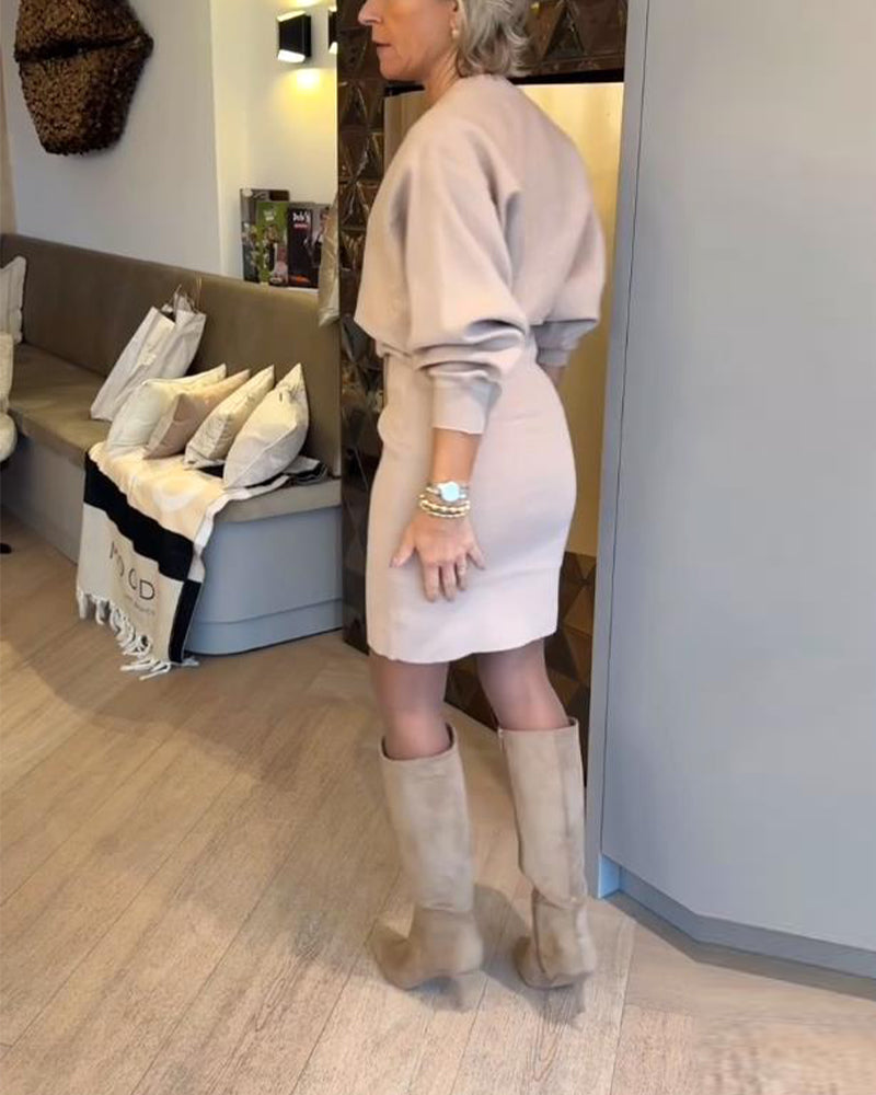 Jurk Met Half-Rits Kraag Ontwerp En Temperamentele Stijl