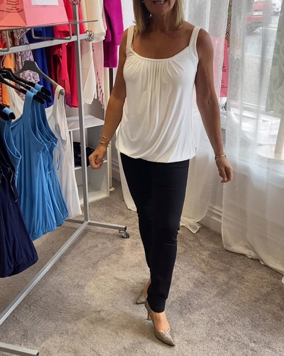 Set Casual mouwloze top met plooi en effen kleur