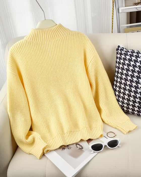 Pullover Halve Rits Staande Kraag Stijlvol