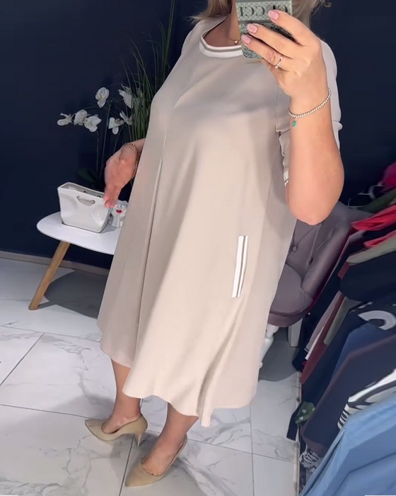 Jurk casual elegant ronde hals zak