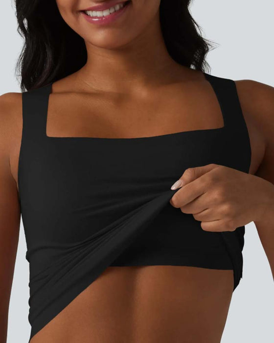 Tank Top Effen Kleur Vierkante Hals Ingebouwde Bh