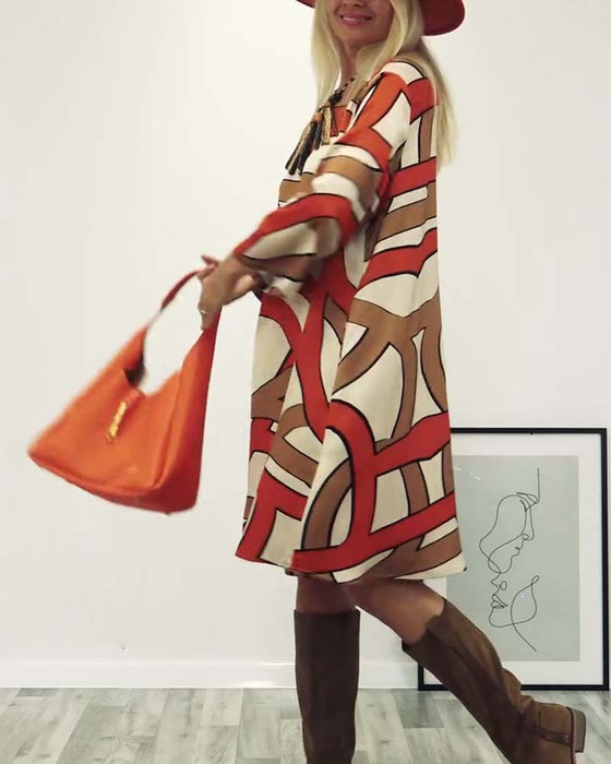 Jurk met ronde hals en print