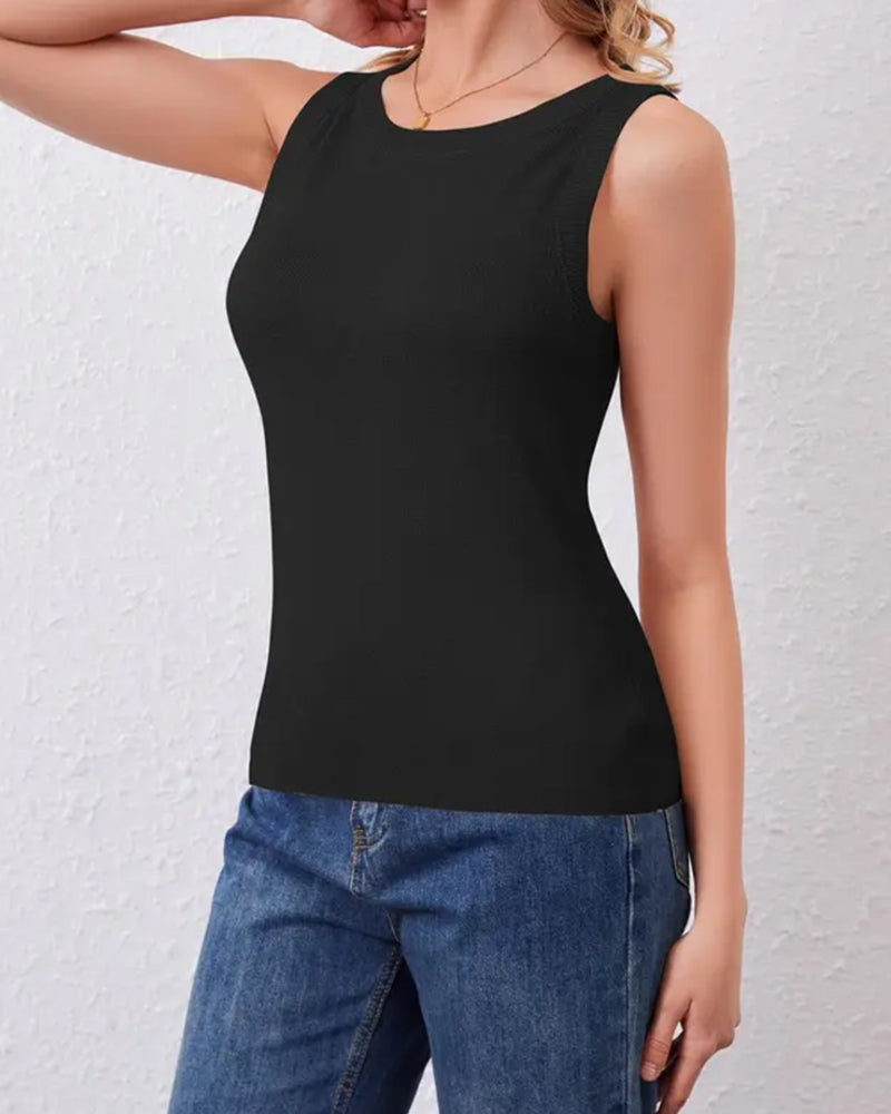 Tanktop Effen Casual Veelzijdig Mouwloos