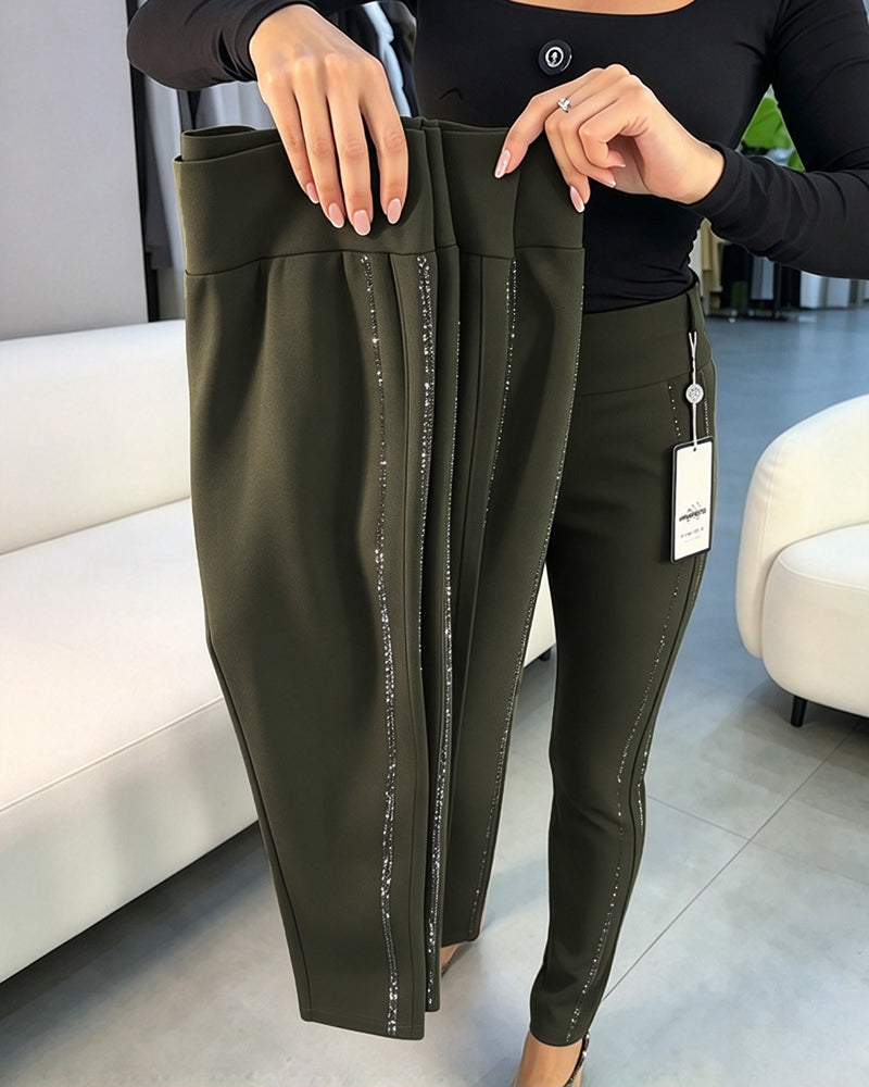 Potloodbroek Fijn Glinsterend Slim Fit Stretch