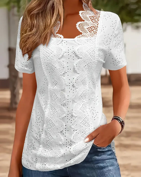 Blouse Effen Modieus Kant