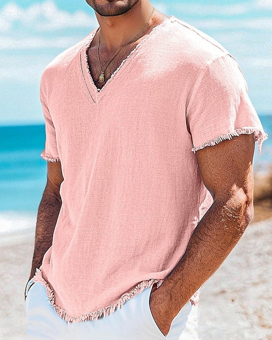 T-Shirt Heren Effen Korte Mouw