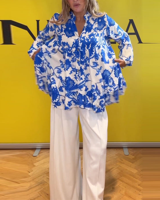 Blouse met lange mouwen en frisse print