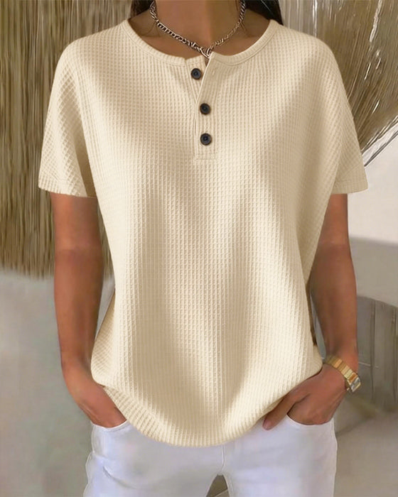 T-shirt Geknoopt V-hals Casual