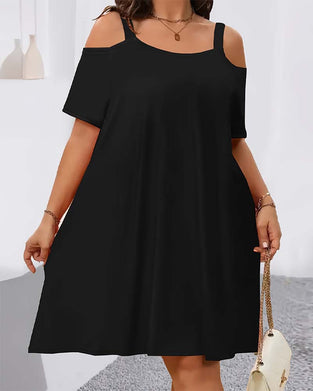 Jurk Effen Kleur Off-Shoulder A-Lijn