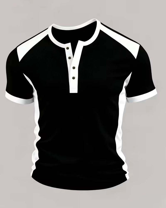 T-Shirt Heren Kleurblok Wafel