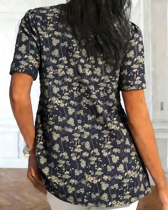 Blouse Vintage Gerimpeld Bloemen