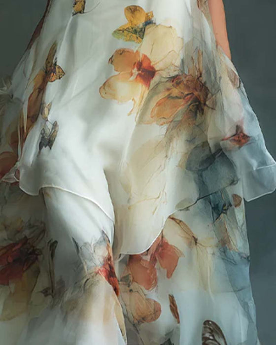 Jurk Mouwloos Vlinder Print