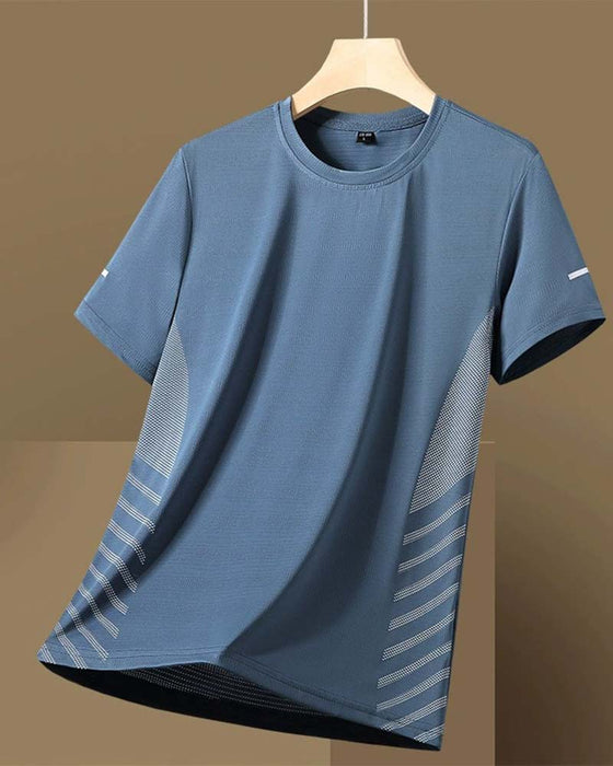 T-Shirt Zijstreep Heren Ijs Zijde