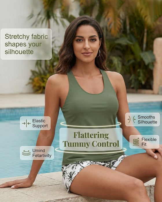 Bedekking En Bikini Crisscross Mouwloze Top + Trekkoord Bedrukte Broek Voor