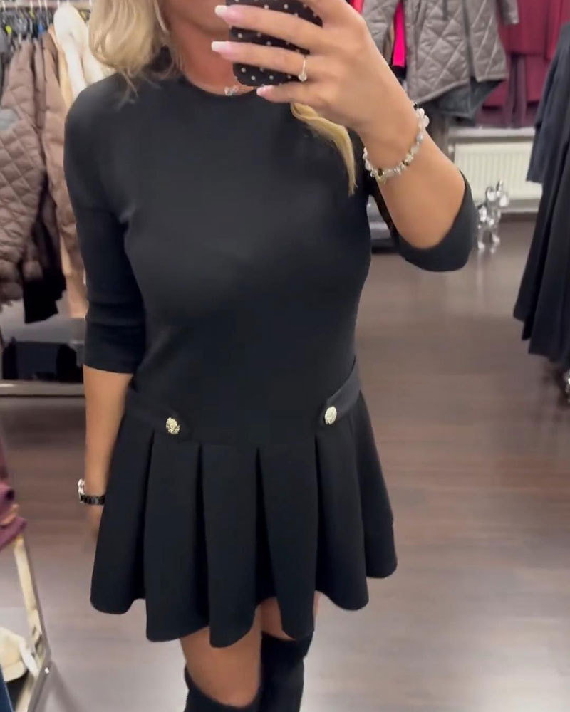 Jurk Elegant Slankend Geplooid