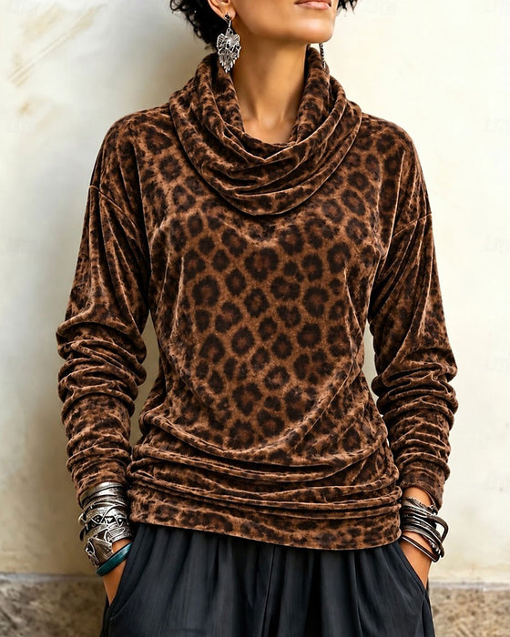 Top Luipaardprint Coltrui Fluweel Langemouw