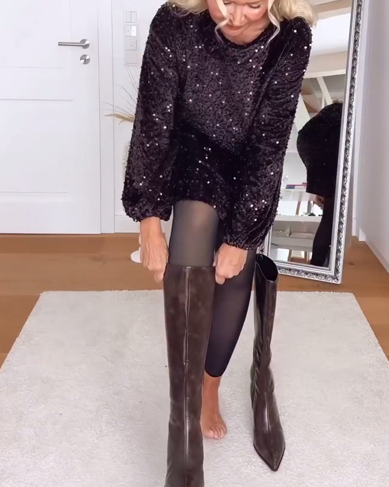 Lantaarnmouwen Losse Met Pailletten Jurk