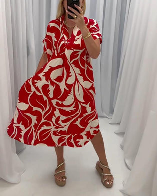 Casual jurk met contrasterende print en split