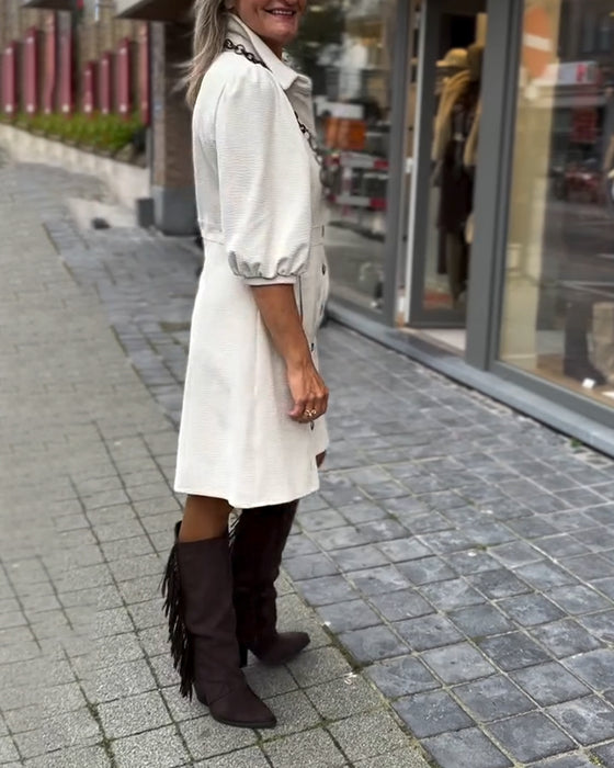 Jurk Met Kraag En Driekwartmouwen