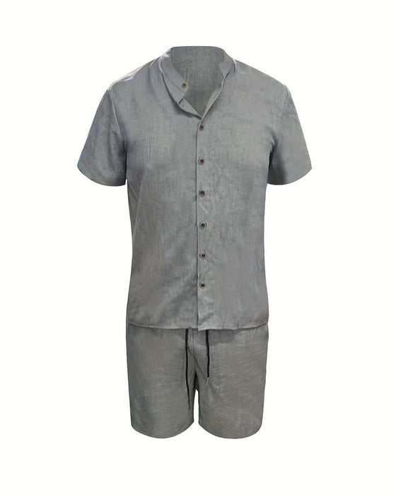 Heren Set Korte Mouw Overhemd En Shorts