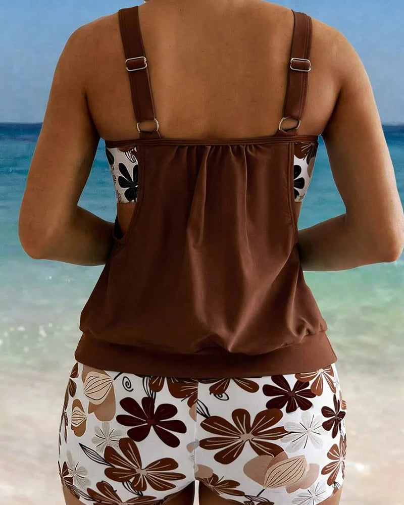 Tankinis Bloemen Afdruk Boy Short