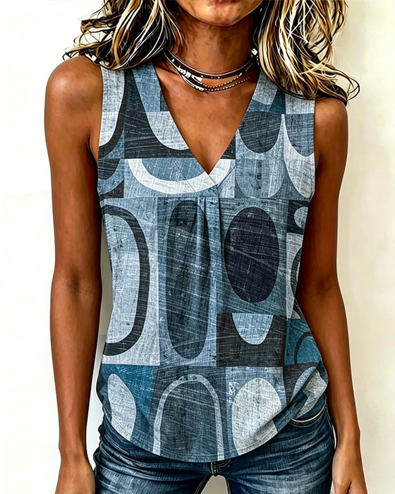 Tank Top Vintage Geometrisch Print V-Hals