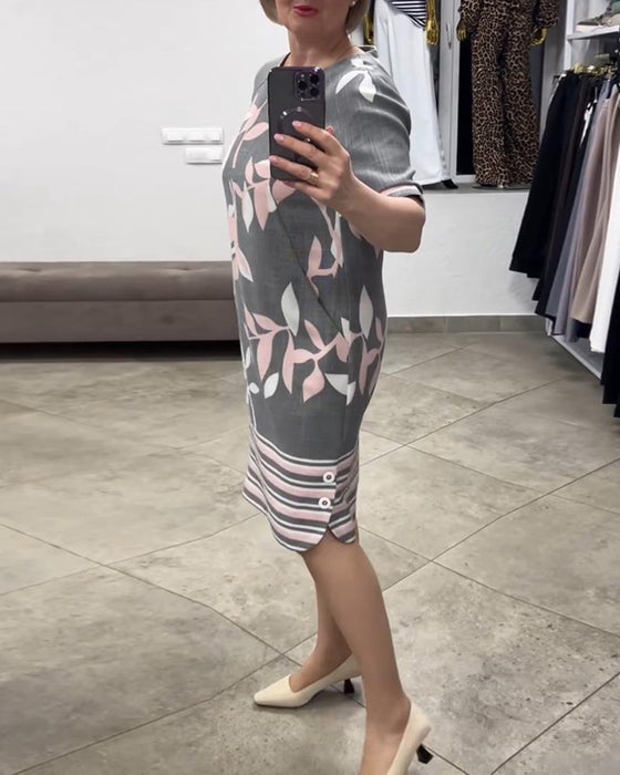 Casual jurk met bladstreepprint